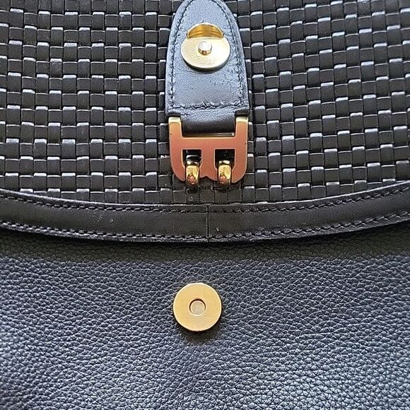 Vintage BALLY Black Woven & Pebbled Leather Shoulder Strap Clutch Bag 11… - Picture 12 of 12